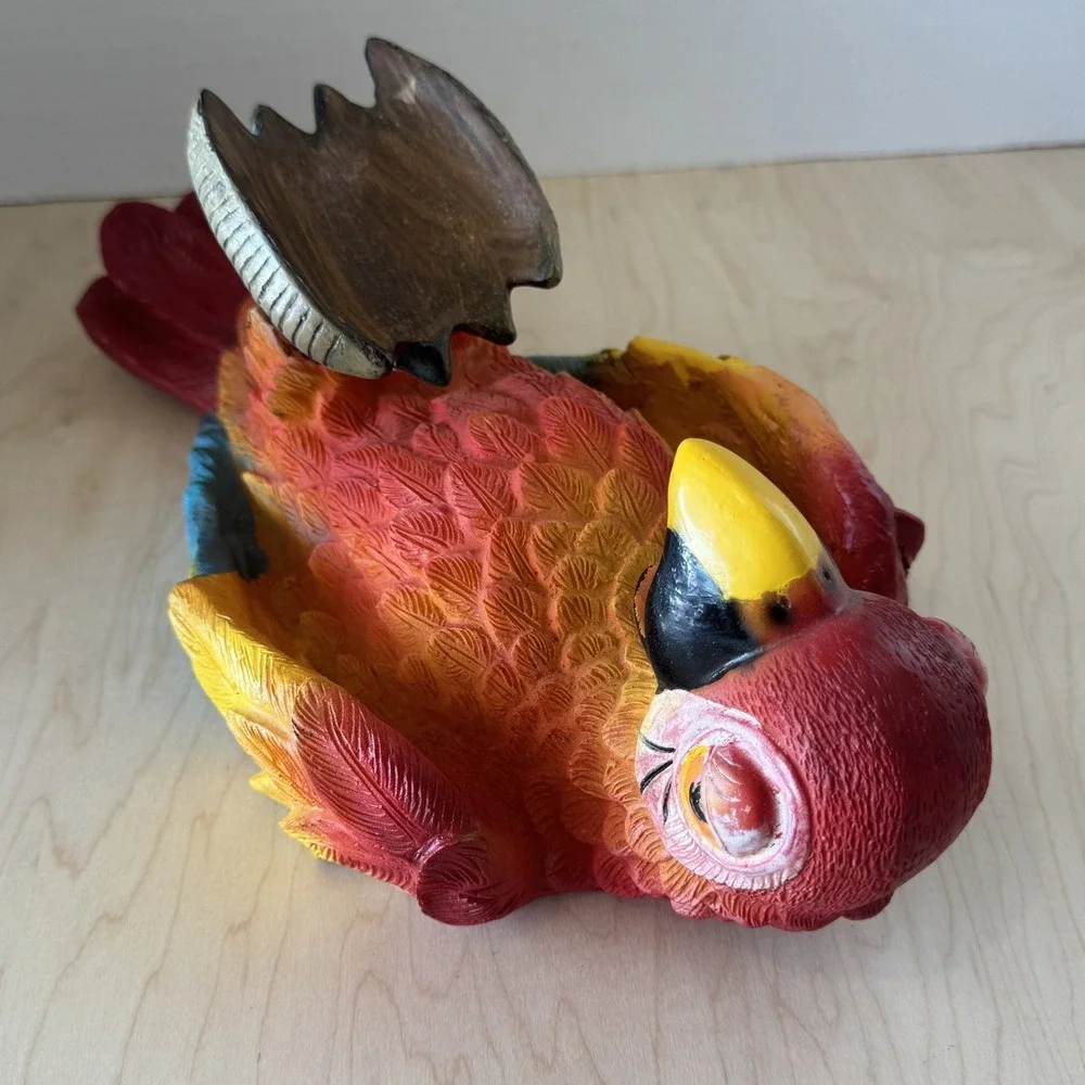 Decorative Drunk Parrot Wine Bottle Holder Caddy Display Multicolor Wood